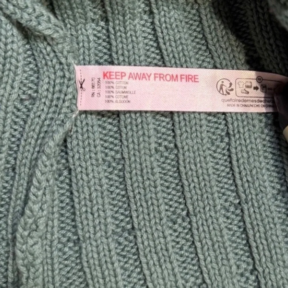 Free People FP Beach Kenzie Sweater Frosty Spruce Green Ribbed Knit Size M‎